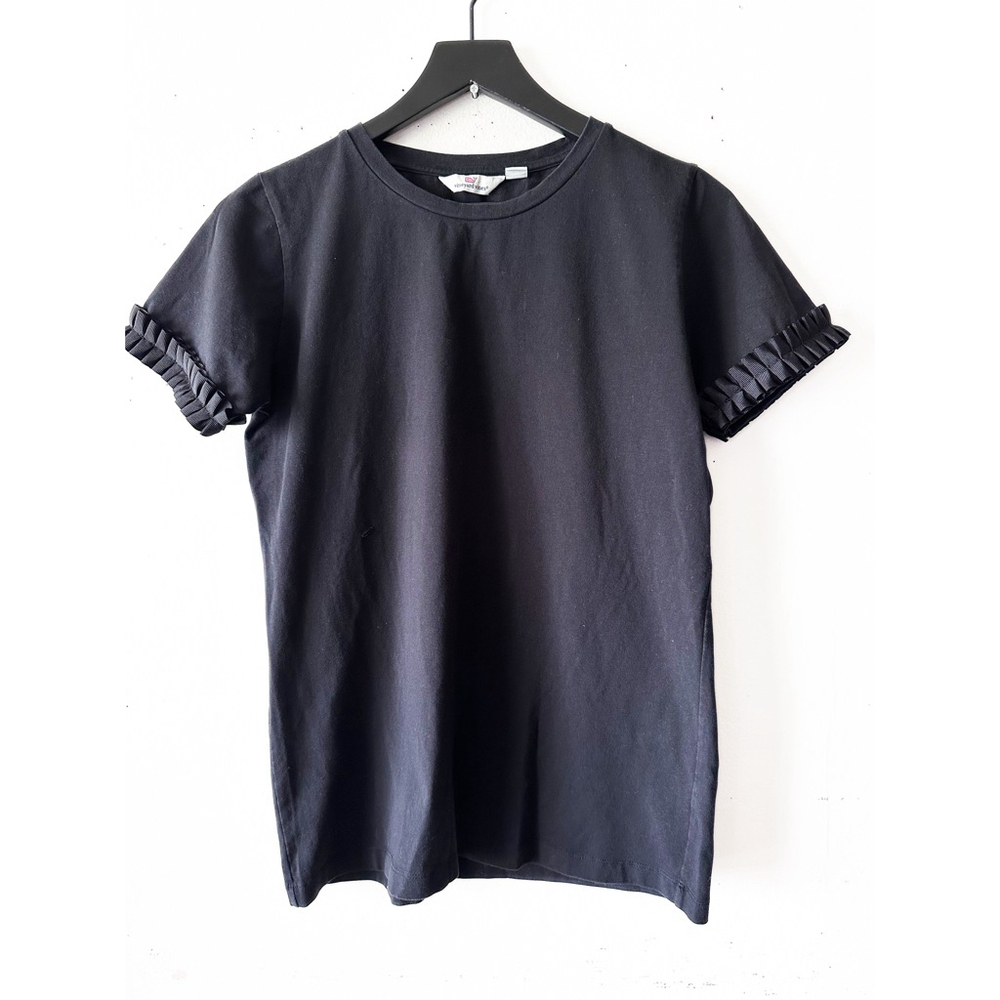 Vineyard Vines Black Ruffle Sleeve T-Shirt Women's Size S
